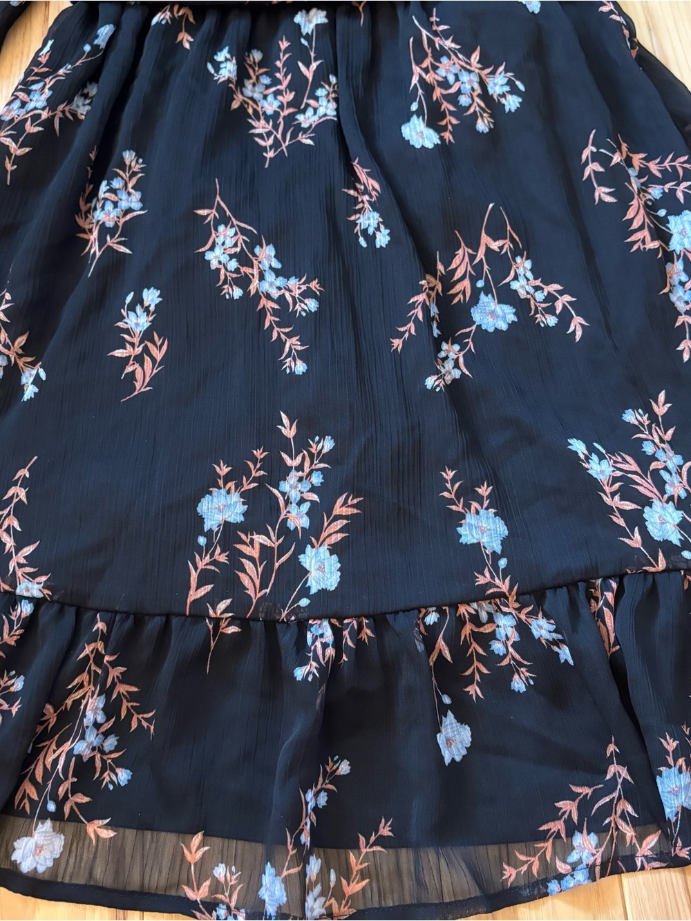 NEW LC Lauren Conrad Black Floral Ruffle Faux Wrap Style Dress - Picture 8 of 10